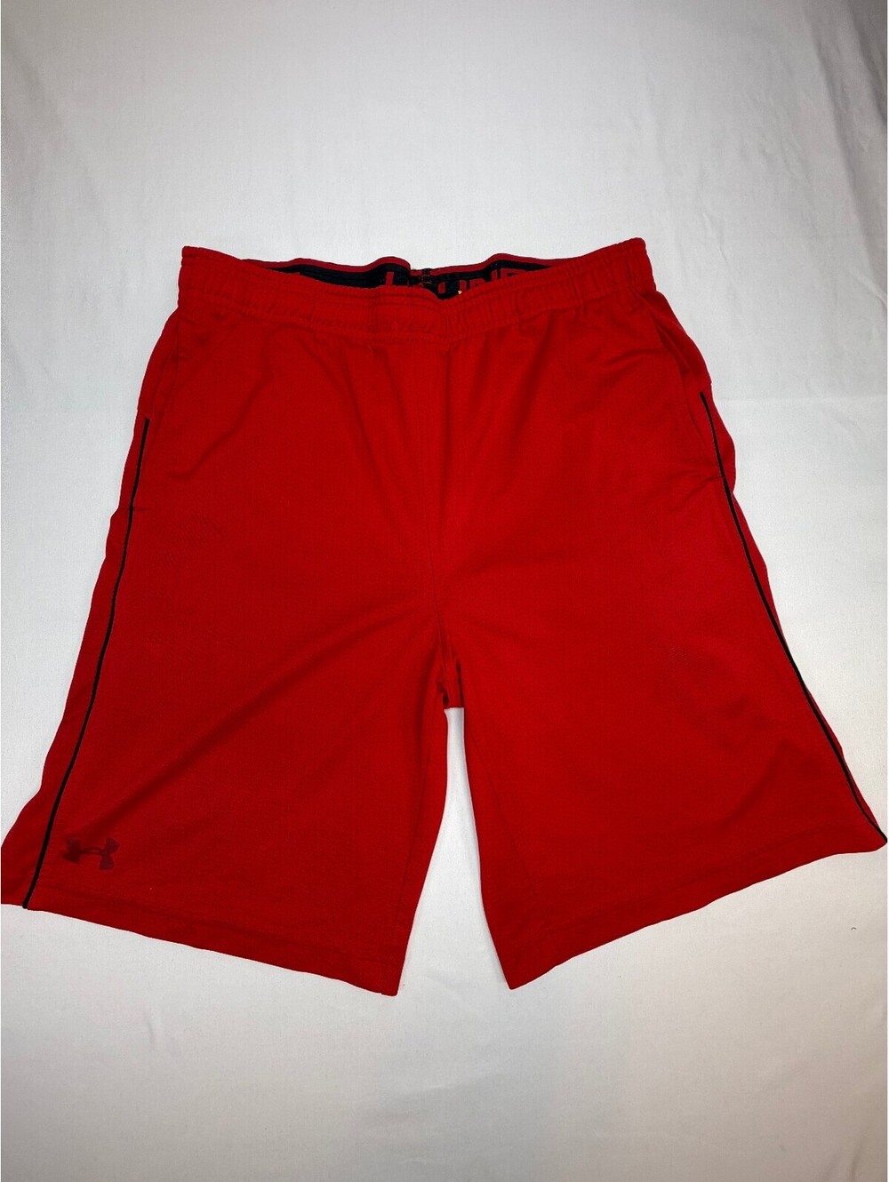 Under Armour Men's Athletic Shorts Elastic Waistband Loose Logo Solid Size L Red